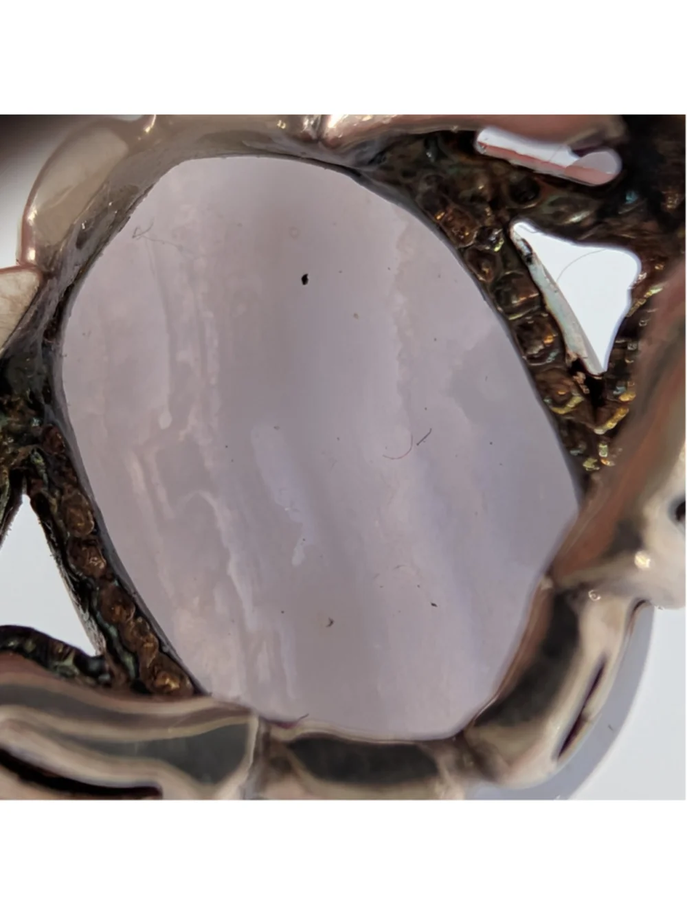 Vintage Avon 925 Sterling Silver Blue Lace Agate Lavender CZ Ring Size 6